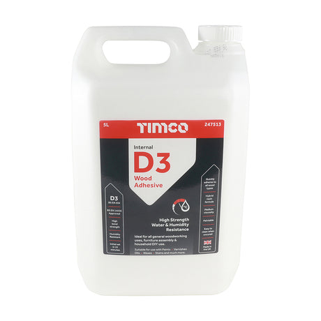 This is an image showing TIMCO Internal D3 Wood Adhesive - 5L - 1 Each Bottle available from T.H Wiggans Ironmongery in Kendal, quick delivery at discounted prices.