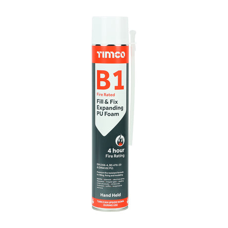 This is an image showing TIMCO B1 Fill & Fix Expanding PU Foam - Hand Grade - 750ml - 1 Each Can available from T.H Wiggans Ironmongery in Kendal, quick delivery at discounted prices.