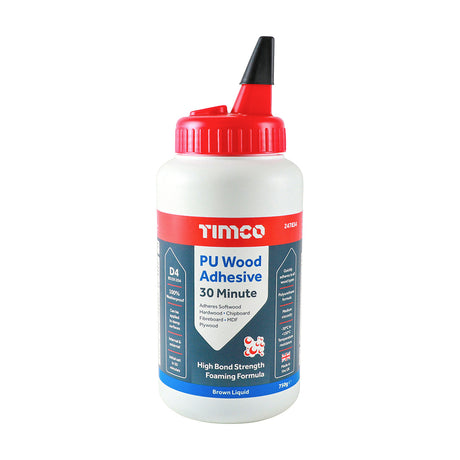 This is an image showing TIMCO PU Wood Adhesive 30 Minute - Liquid - 750g - 1 Each Bottle available from T.H Wiggans Ironmongery in Kendal, quick delivery at discounted prices.