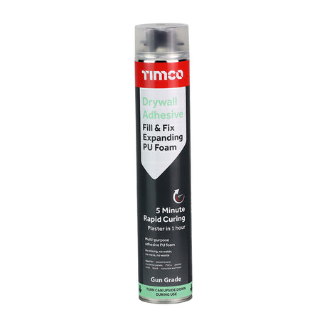 This is an image showing TIMCO Drywall Adhesive Fill & Fix Expanding PU Foam - 750ml - 1 Each Can available from T.H Wiggans Ironmongery in Kendal, quick delivery at discounted prices.