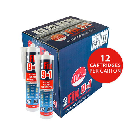 This is an image showing TIMCO 9 in 1 Instant Grab Adhesive - Clear - 290ml - 1 Each Cartridge available from T.H Wiggans Ironmongery in Kendal, quick delivery at discounted prices.