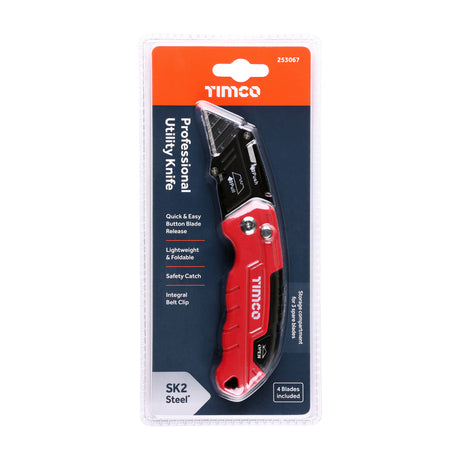 This is an image showing TIMCO Professional Utility Knife - 60 x 19 x 0.6 - 1 Each Blister Pack available from T.H Wiggans Ironmongery in Kendal, quick delivery at discounted prices.