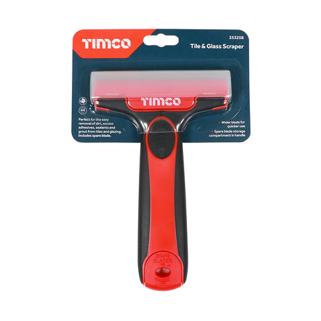 This is an image showing TIMCO Tile & Glass Scraper - 100mm - 1 Each Backing Card available from T.H Wiggans Ironmongery in Kendal, quick delivery at discounted prices.
