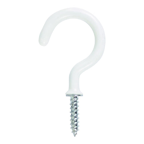This is an image showing TIMCO Cup Hooks - Round - White - 25mm - 6 Pieces TIMpac available from T.H Wiggans Ironmongery in Kendal, quick delivery at discounted prices.