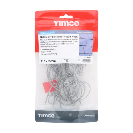 This is an image showing TIMCO HallHook® Slate Roof Repair Hook
 - 110 x 65mm - 10 Pieces TIMpac available from T.H Wiggans Ironmongery in Kendal, quick delivery at discounted prices.