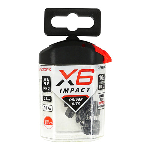 This is an image showing TIMCO Impact Driver Bits - PH - No.2 x 25 - 10 Pieces Handy Bit Pack available from T.H Wiggans Ironmongery in Kendal, quick delivery at discounted prices.