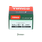 This is an image showing TIMCO Classic Multi-Purpose Hinge Screws - PZ - Countersunk - Nickel - 3.0 x 16 - 200 Pieces Box available from T.H Wiggans Ironmongery in Kendal, quick delivery at discounted prices.