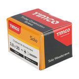 This is an image showing TIMCO Solo Chipboard & Woodscrews - PZ - Double Countersunk - Yellow - 3.0 x 20 - 200 Pieces Box available from T.H Wiggans Ironmongery in Kendal, quick delivery at discounted prices.
