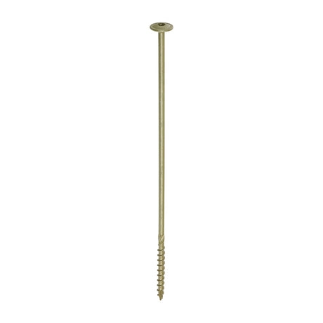 This is an image showing TIMCO Timber Frame Construction & Landscaping Screws - Wafer - Exterior - Green Organic - 8.0 x 300 - 25 Pieces Box available from T.H Wiggans Ironmongery in Kendal, quick delivery at discounted prices.