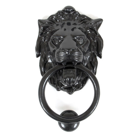 This is an image of From The Anvil - Black Lion Head Door Knocker available to order from T.H Wiggans Architectural Ironmongery in Kendal, quick delivery and discounted prices.