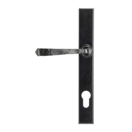 This is an image showing From The Anvil - Black Avon Slimline Lever Espag. Lock Set available from trade door handles, quick delivery and discounted prices