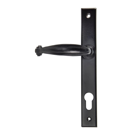 This is an image showing From The Anvil - Black Cottage Slimline Lever Espag. Lock Set available from trade door handles, quick delivery and discounted prices