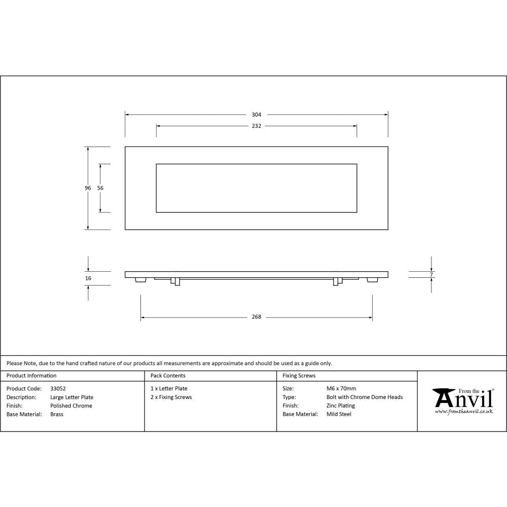 This is an image showing From The Anvil - Polished Chrome Large Letter Plate available from trade door handles, quick delivery and discounted prices