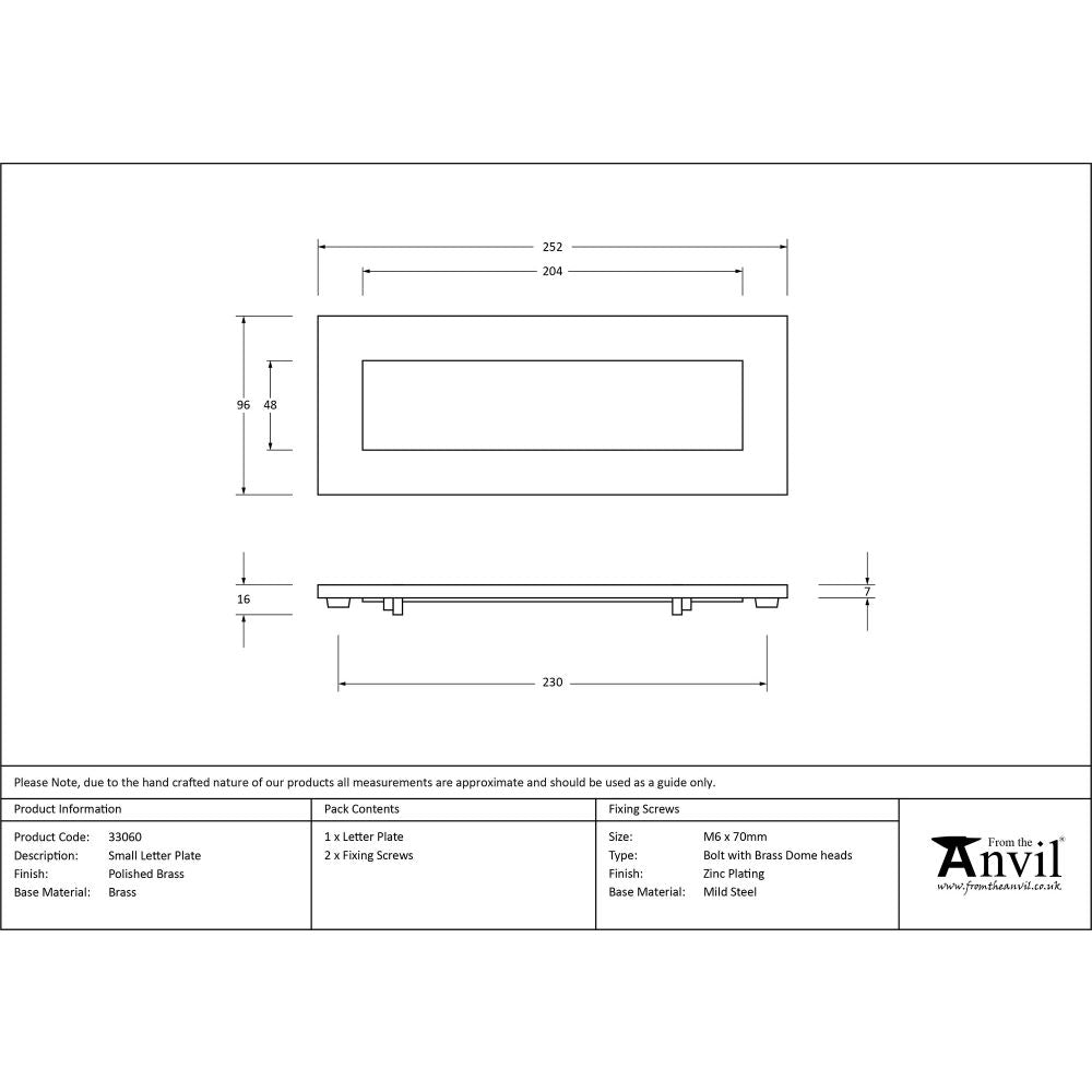 This is an image showing From The Anvil - Polished Brass Small Letter Plate available from trade door handles, quick delivery and discounted prices