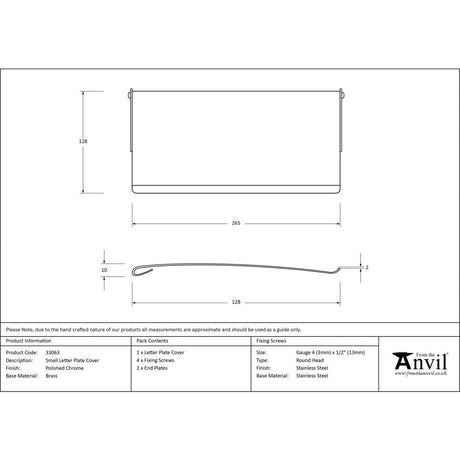 This is an image showing From The Anvil - Polished Chrome Small Letter Plate Cover available from trade door handles, quick delivery and discounted prices