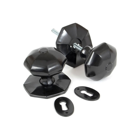 This is an image of From The Anvil - Black Large Octagonal Mortice/Rim Knob Set available to order from T.H Wiggans Architectural Ironmongery in Kendal, quick delivery and discounted prices.