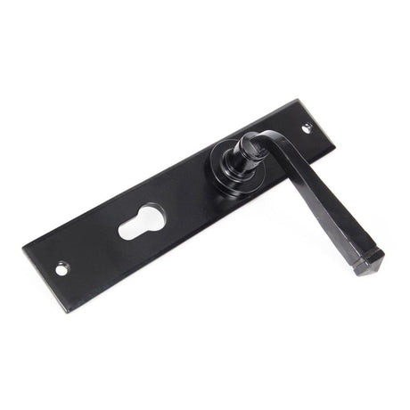 This is an image showing From The Anvil - Black Large Avon 72mm Centre Euro Lock Set available from trade door handles, quick delivery and discounted prices