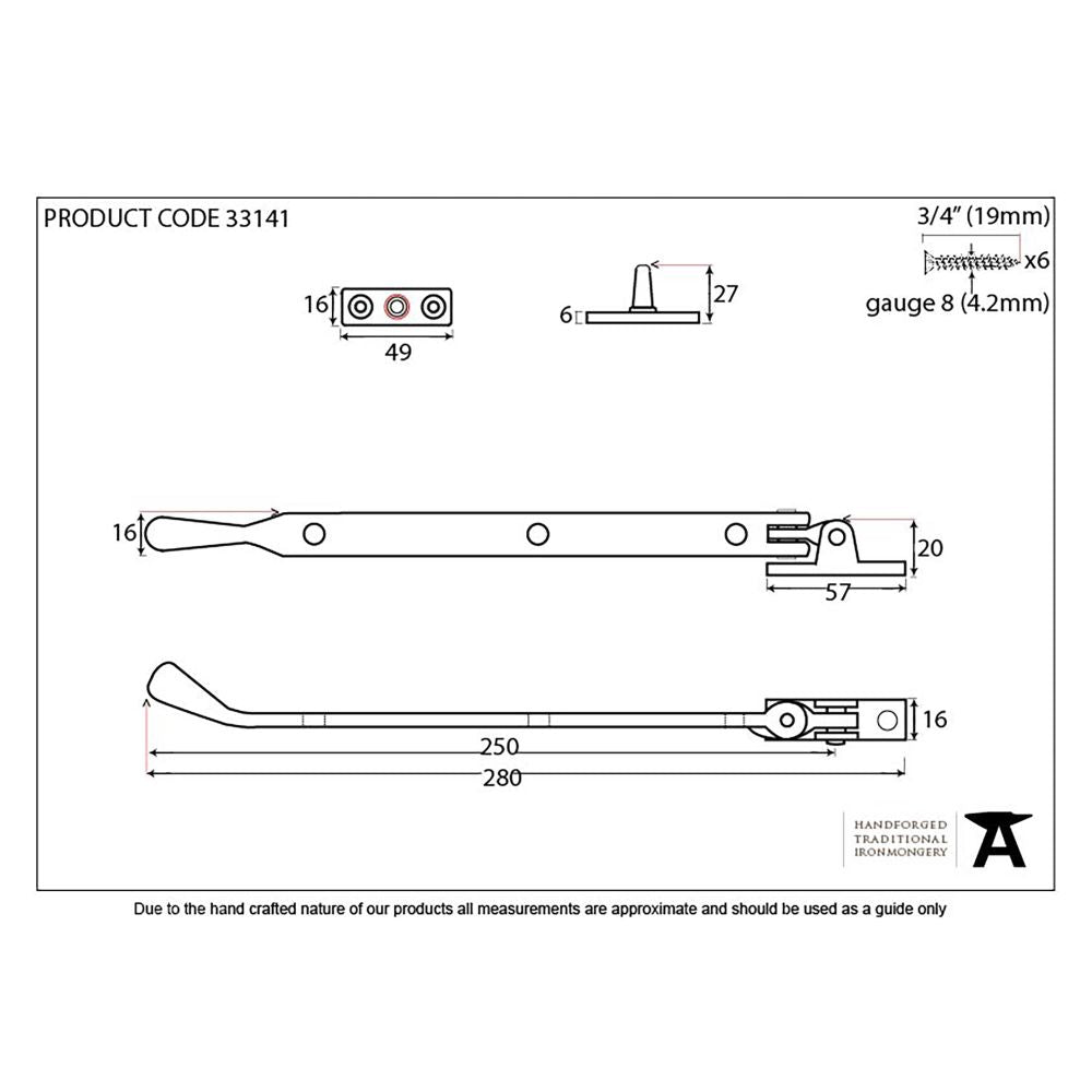 This is an image showing From The Anvil - Beeswax 10" Peardrop Stay available from T.H Wiggans Architectural Ironmongery in Kendal, quick delivery and discounted prices