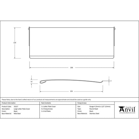 This is an image showing From The Anvil - Black Large Letter Plate Cover available from trade door handles, quick delivery and discounted prices