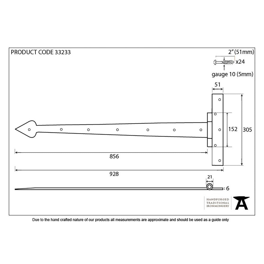 This is an image showing From The Anvil - Black 36" Barn Door T Hinge (pair) available from T.H Wiggans Architectural Ironmongery, quick delivery and discounted prices