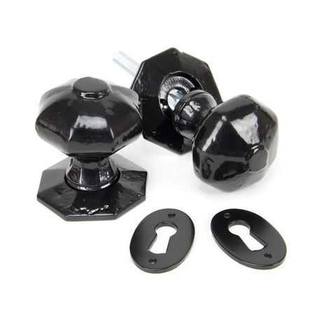 This is an image of From The Anvil - Black Octagonal Mortice/Rim Knob Set available to order from T.H Wiggans Architectural Ironmongery in Kendal, quick delivery and discounted prices.