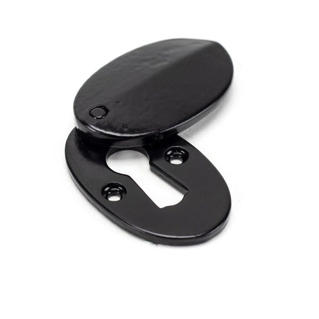 This is an image showing From The Anvil - Black Oval Escutcheon & Cover available from trade door handles, quick delivery and discounted prices