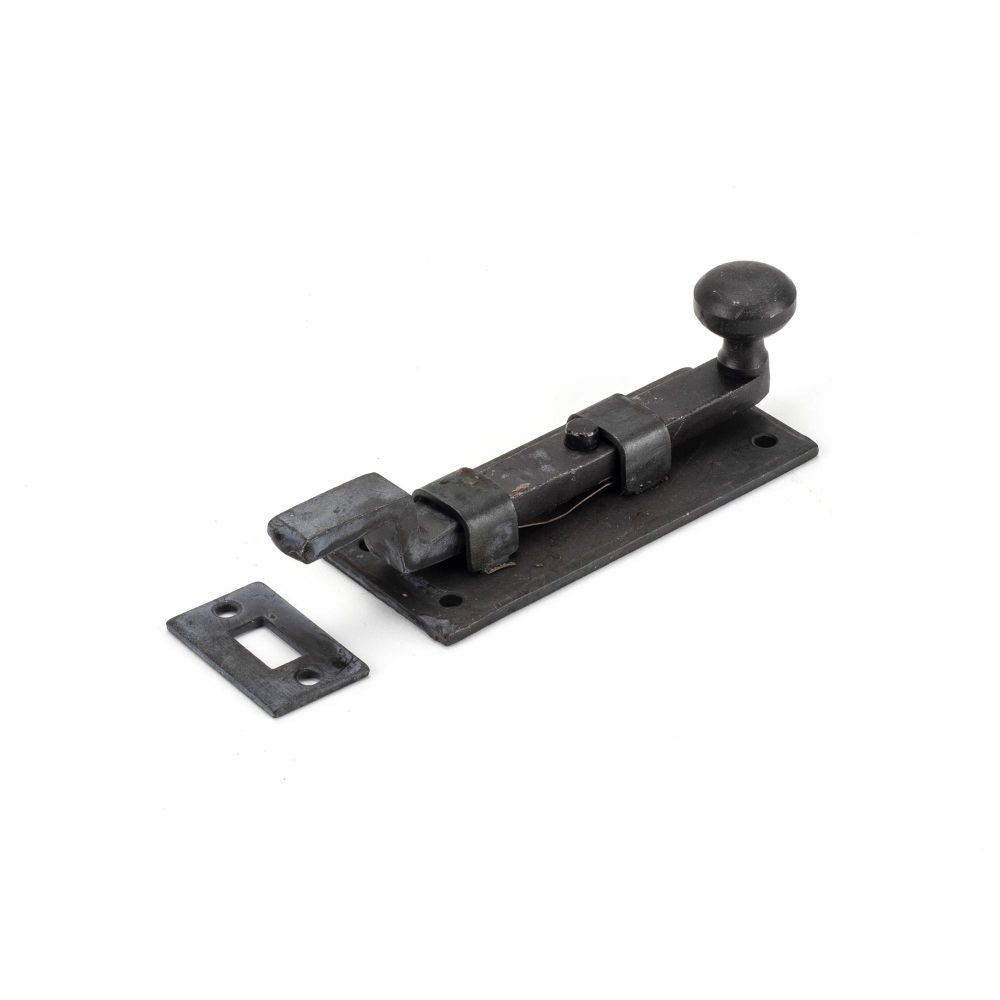 This is an image showing From The Anvil - Beeswax 4" Cranked Knob Bolt available from trade door handles, quick delivery and discounted prices