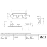 This is an image showing From The Anvil - Beeswax 4" Cranked Knob Bolt available from trade door handles, quick delivery and discounted prices