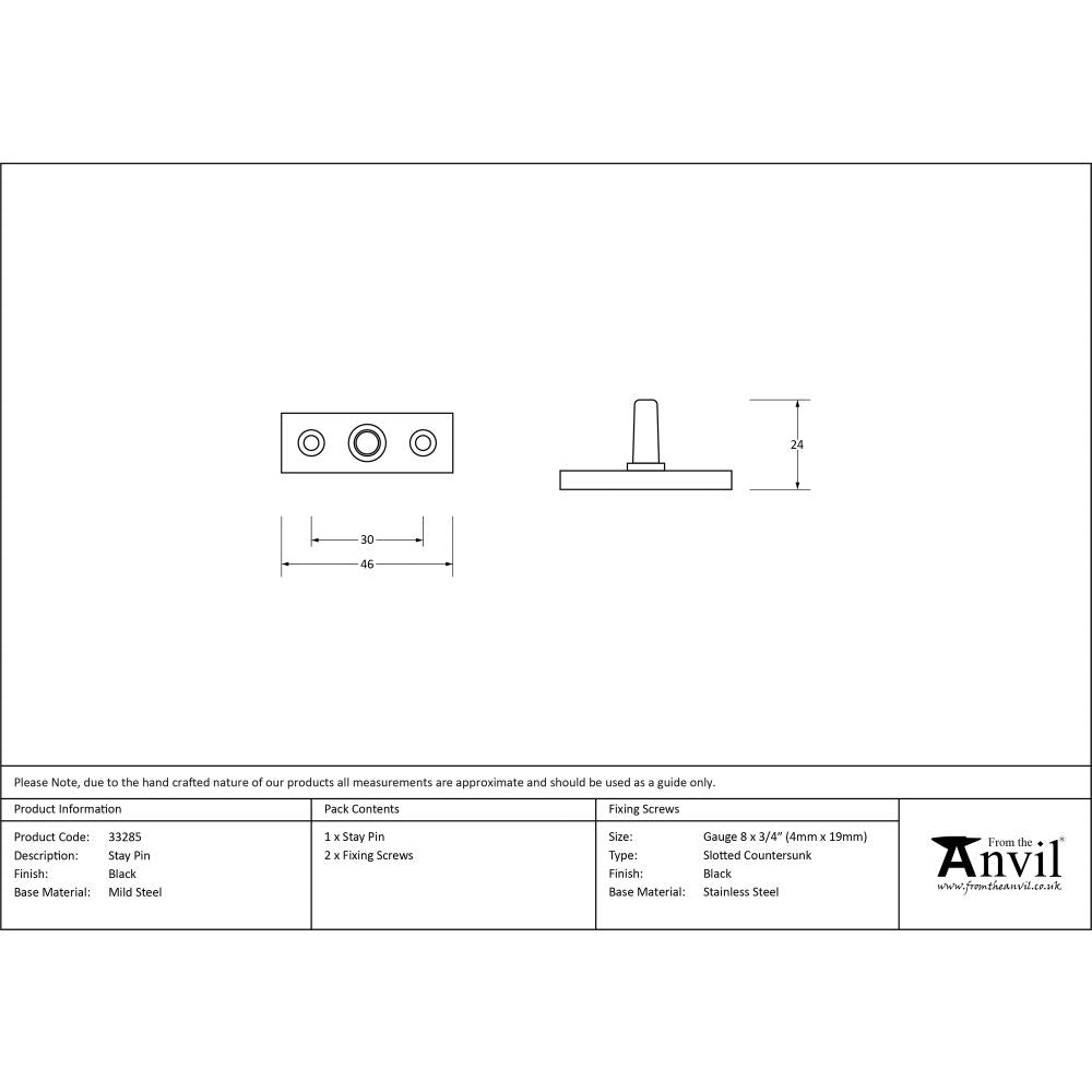 This is an image showing From The Anvil - Black Stay Pin available from T.H Wiggans Architectural Ironmongery in Kendal, quick delivery and discounted prices