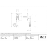 This is an image showing From The Anvil - Black Monkeytail Espag - LH available from T.H Wiggans Architectural Ironmongery in Kendal, quick delivery and discounted prices