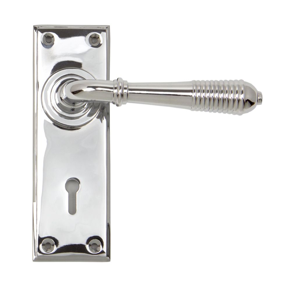 This is an image of From The Anvil - Polished Chrome Reeded Lever Lock Set available to order from T.H Wiggans Architectural Ironmongery in Kendal, quick delivery and discounted prices.