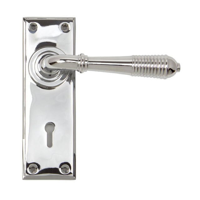 This is an image of From The Anvil - Polished Chrome Reeded Lever Lock Set available to order from T.H Wiggans Architectural Ironmongery in Kendal, quick delivery and discounted prices.