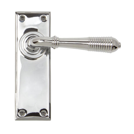 This is an image of From The Anvil - Polished Chrome Reeded Lever Latch Set available to order from T.H Wiggans Architectural Ironmongery in Kendal, quick delivery and discounted prices.