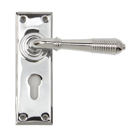 This is an image of From The Anvil - Polished Chrome Reeded Lever Euro Lock Set available to order from T.H Wiggans Architectural Ironmongery in Kendal, quick delivery and discounted prices.