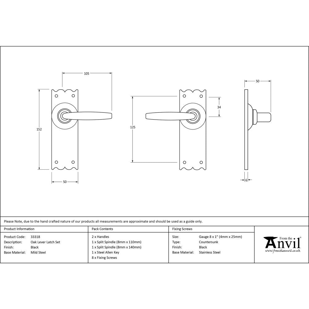 This is an image showing From The Anvil - Black Oak Lever Latch Set available from trade door handles, quick delivery and discounted prices