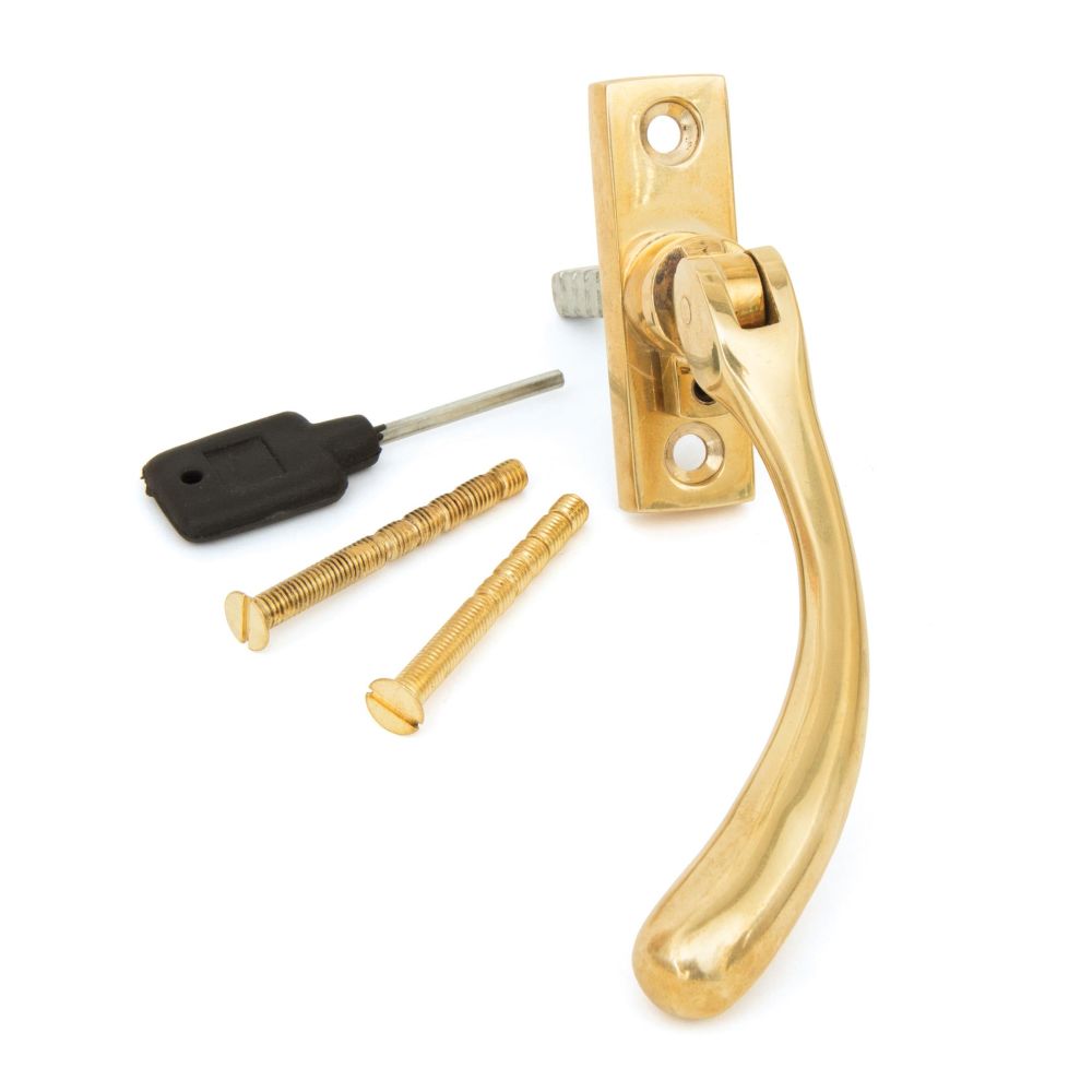 This is an image showing From The Anvil - Polished Brass Slim Peardrop Espag - LH available from T.H Wiggans Architectural Ironmongery in Kendal, quick delivery and discounted prices