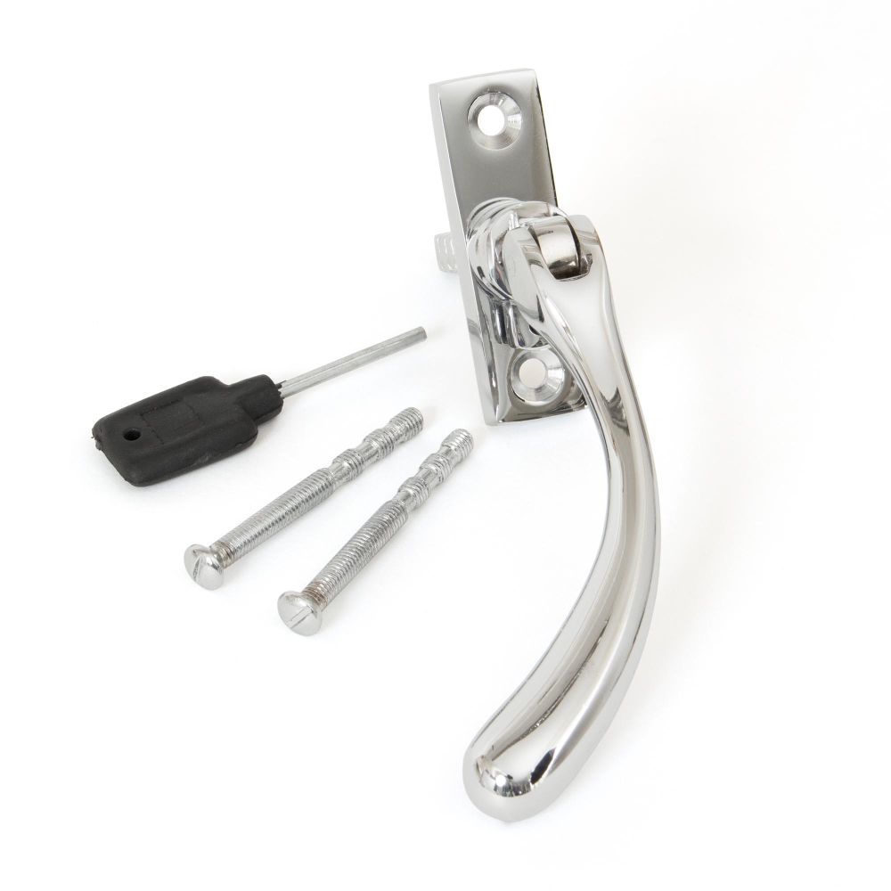 This is an image showing From The Anvil - Polished Chrome Slim Peardrop Espag - LH available from T.H Wiggans Architectural Ironmongery in Kendal, quick delivery and discounted prices