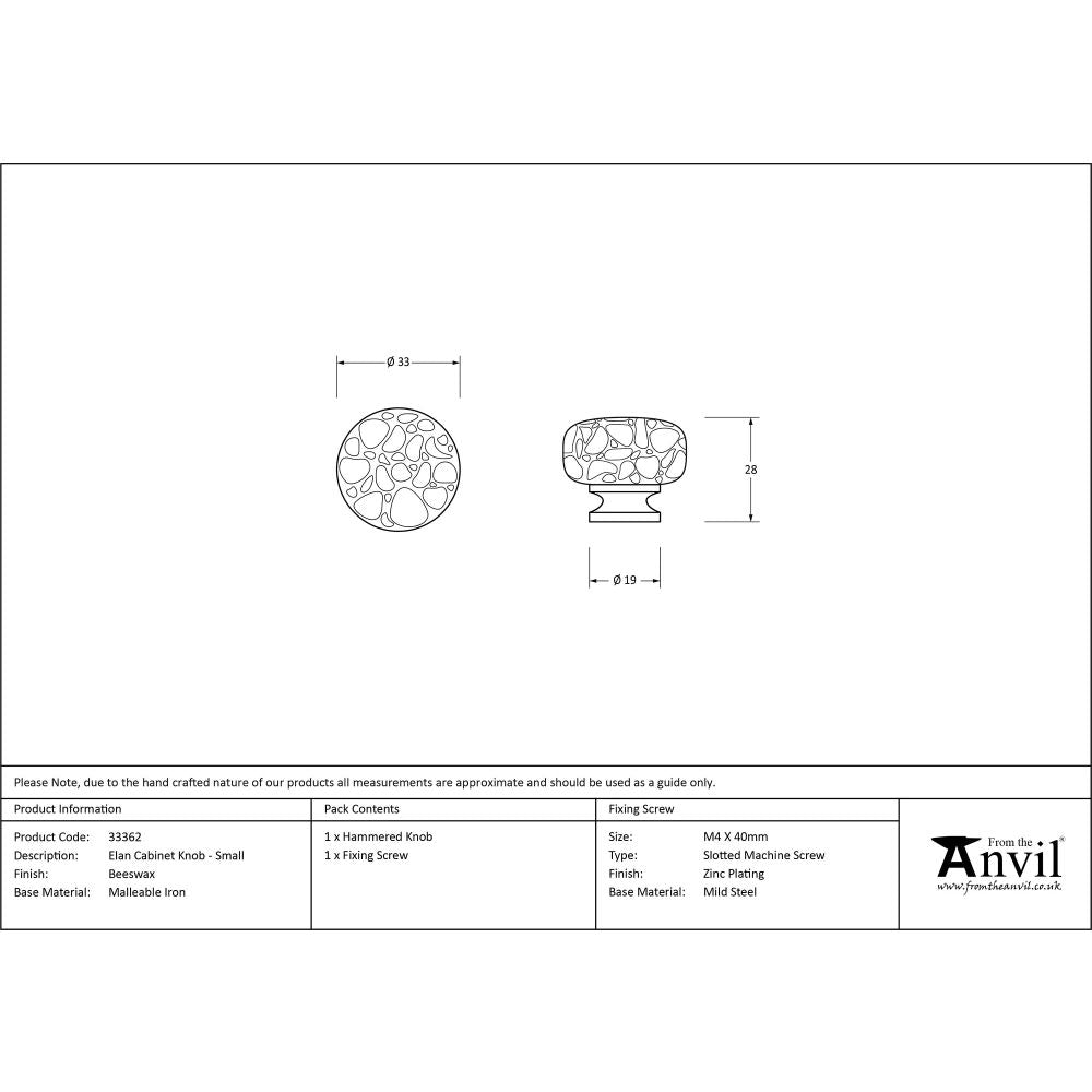 This is an image showing From The Anvil - Beeswax Elan Cabinet Knob - Small available from trade door handles, quick delivery and discounted prices