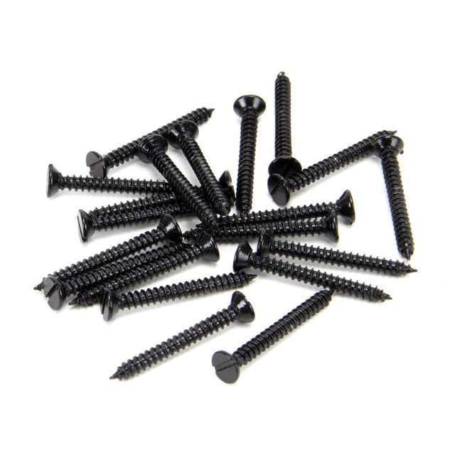 This is an image showing From The Anvil - Black 6 x 1?" Countersunk Screws (25) available from T.H Wiggans Architectural Ironmongery in Kendal, quick delivery and discounted prices