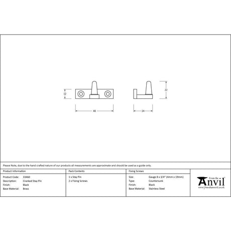 This is an image showing From The Anvil - Black Cranked Stay Pin available from T.H Wiggans Architectural Ironmongery in Kendal, quick delivery and discounted prices