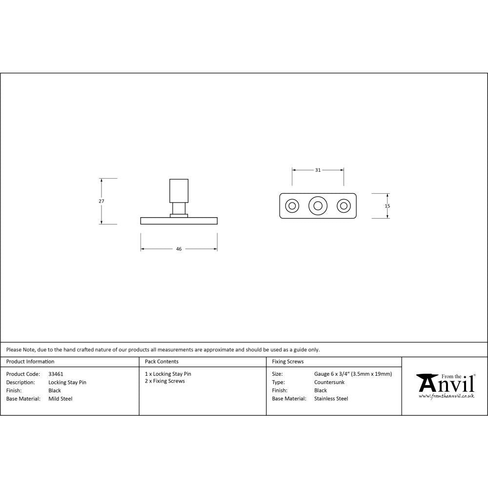 This is an image showing From The Anvil - Black Locking Stay Pin available from T.H Wiggans Architectural Ironmongery in Kendal, quick delivery and discounted prices