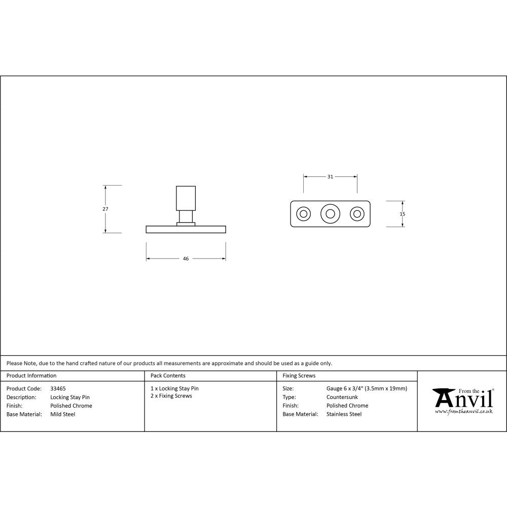 This is an image showing From The Anvil - Polished Chrome Locking Stay Pin available from T.H Wiggans Architectural Ironmongery in Kendal, quick delivery and discounted prices