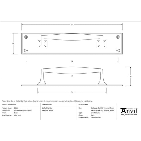 This is an image showing From The Anvil - Black Pull Handle on Backplate available from trade door handles, quick delivery and discounted prices