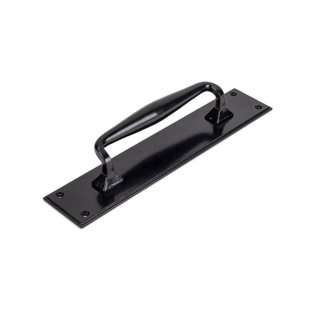 This is an image of From The Anvil - Black Pull Handle on Backplate available to order from T.H Wiggans Architectural Ironmongery in Kendal, quick delivery and discounted prices.