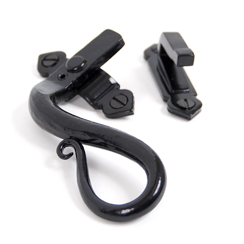 This is an image showing From The Anvil - Black Locking Shepherd's Crook Fastener - LH available from T.H Wiggans Architectural Ironmongery in Kendal, quick delivery and discounted prices