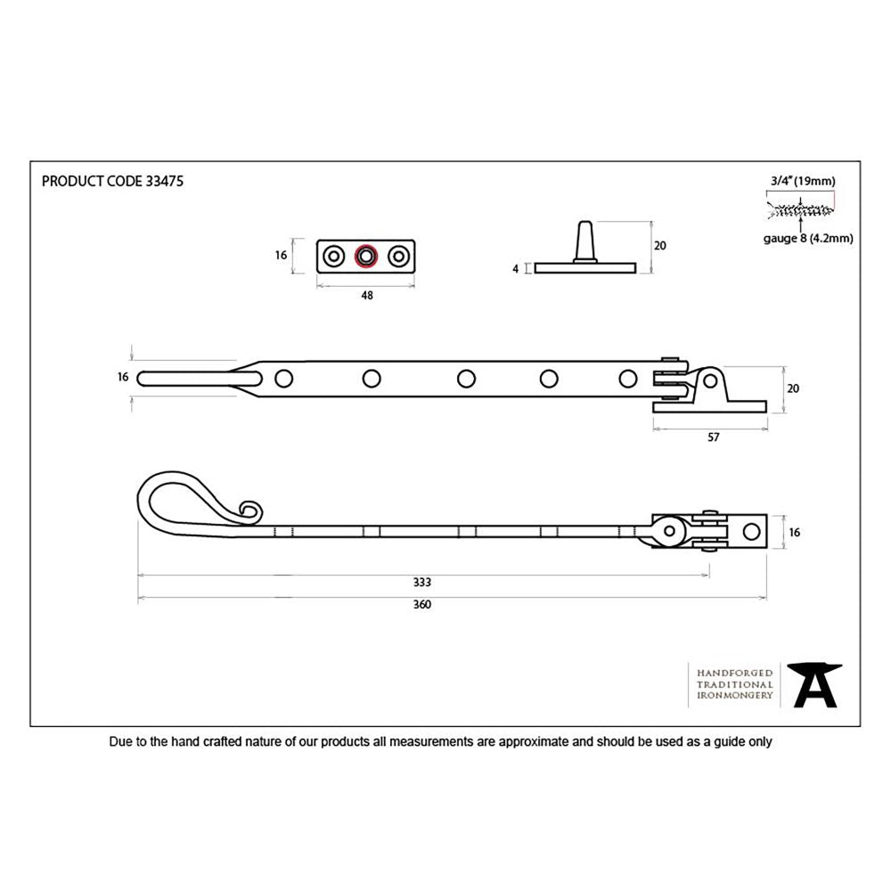 This is an image showing From The Anvil - Beeswax 12" Shepherd's Crook Stay available from T.H Wiggans Architectural Ironmongery in Kendal, quick delivery and discounted prices