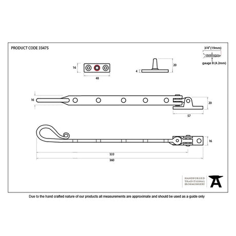 This is an image showing From The Anvil - Beeswax 12" Shepherd's Crook Stay available from T.H Wiggans Architectural Ironmongery in Kendal, quick delivery and discounted prices