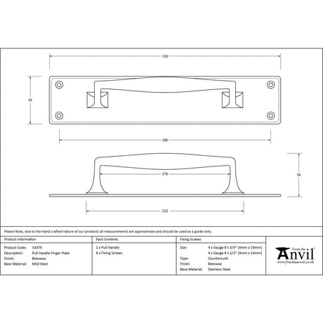 This is an image showing From The Anvil - Beeswax Pull Handle on Backplate available from trade door handles, quick delivery and discounted prices