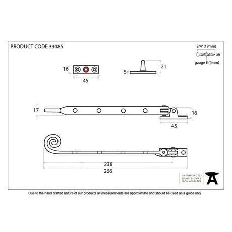 This is an image showing From The Anvil - Black 10" Cast Monkeytail Stay available from T.H Wiggans Architectural Ironmongery in Kendal, quick delivery and discounted prices