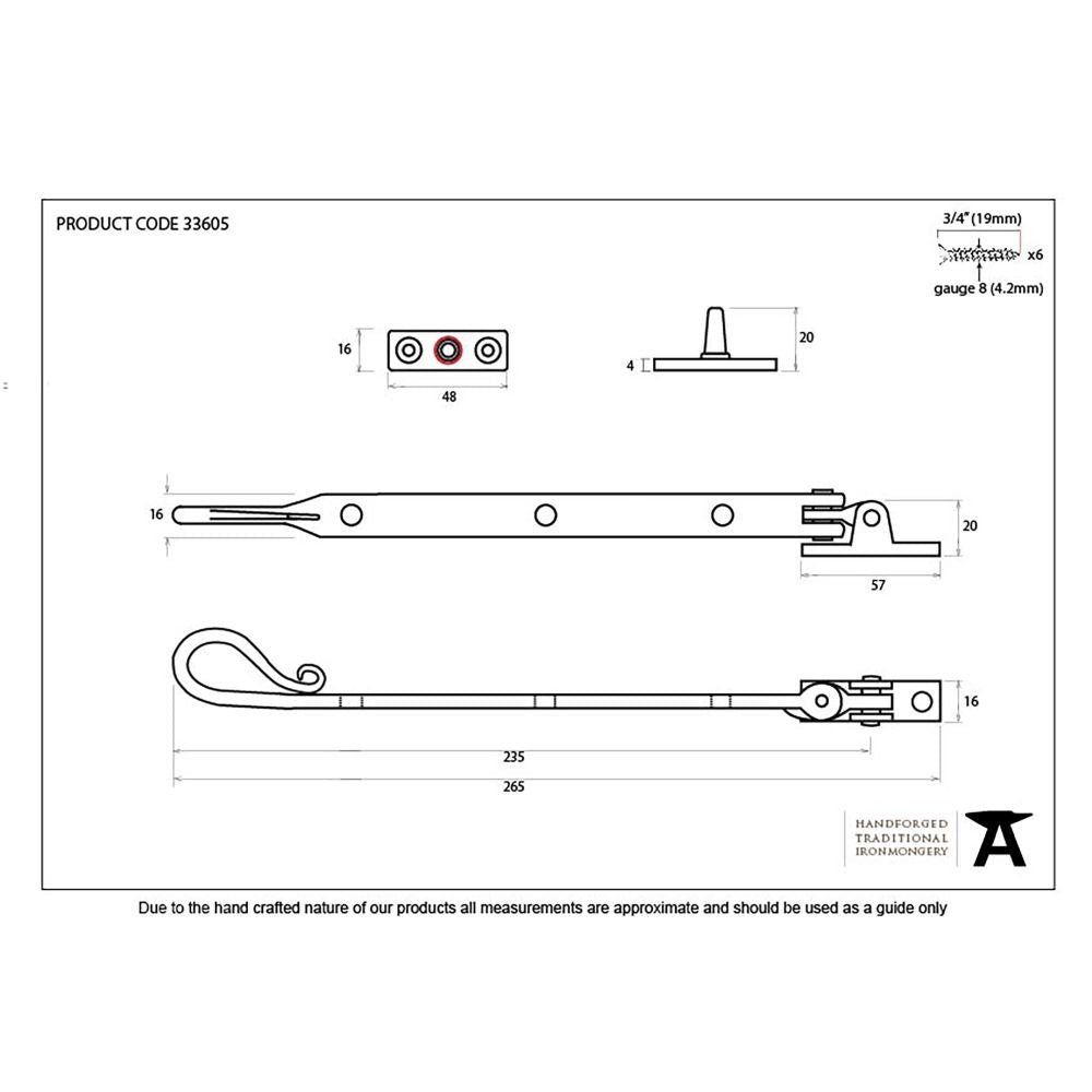 This is an image showing From The Anvil - Pewter 8" Shepherd's Crook Stay available from T.H Wiggans Architectural Ironmongery in Kendal, quick delivery and discounted prices